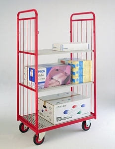 Narrow Aisle Truck with 1 Deck, 2 Ends & 2 Shelves Shelf Trolleys with plywood Shelves Shelf Trolleys | Shelf Trolley with Plywood Shelves | Multi Level Trolleys 55/2 Sided trolley.jpg